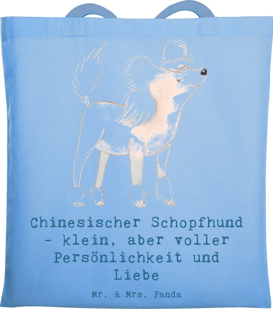 Mr. & Mrs. Panda Tote Bag Chinesischer Schopfhund Liebe - Sky Blue - Geschenk, Tragetasche, Hunderassen Vielfalt, canvas tasche, Zärtlichkeit, Her...