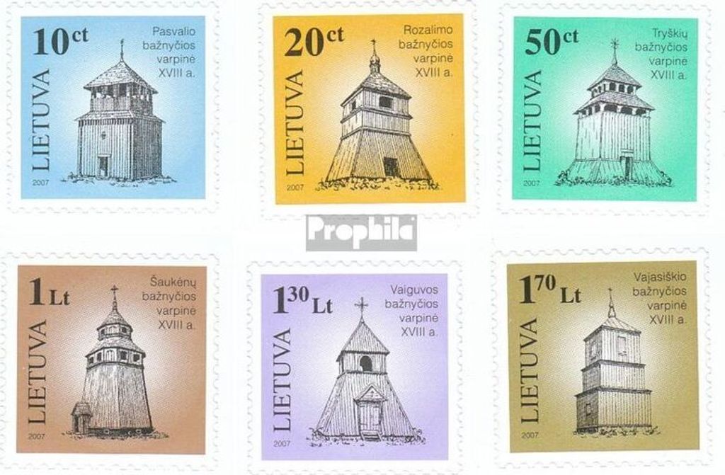 Briefmarken Litauen 2007 Mi 921I-926I (kompl.Ausg.) postfrisch Glockentürme