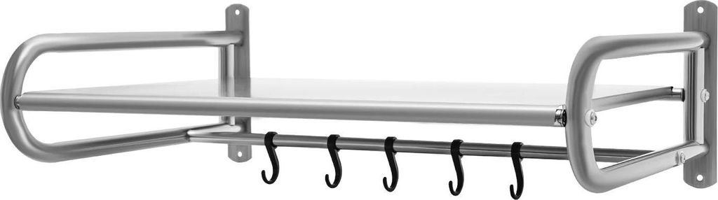 Mikrowellenregal - Wandmontage Küchenregal - Edelstahl - Sechs Haken - Tragkraft 30 kg - Mehrzweck - Silber
