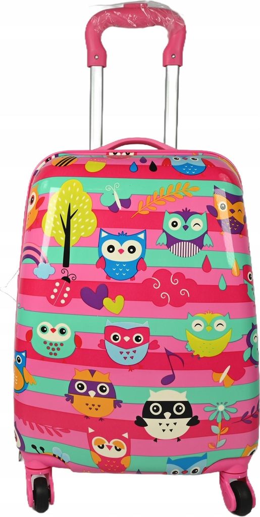 Kinderkoffer Rosa Eulen Handgepäck Reisetasche 4 Räder Produktbild 
