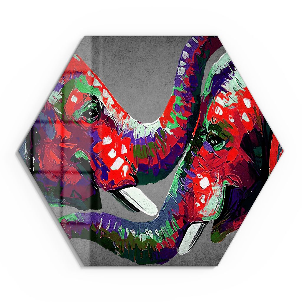 DEQOART Glasbild Echtglas 40x35 cm 'Bunte Verbundenheit' Wandbild Bild modern Deko