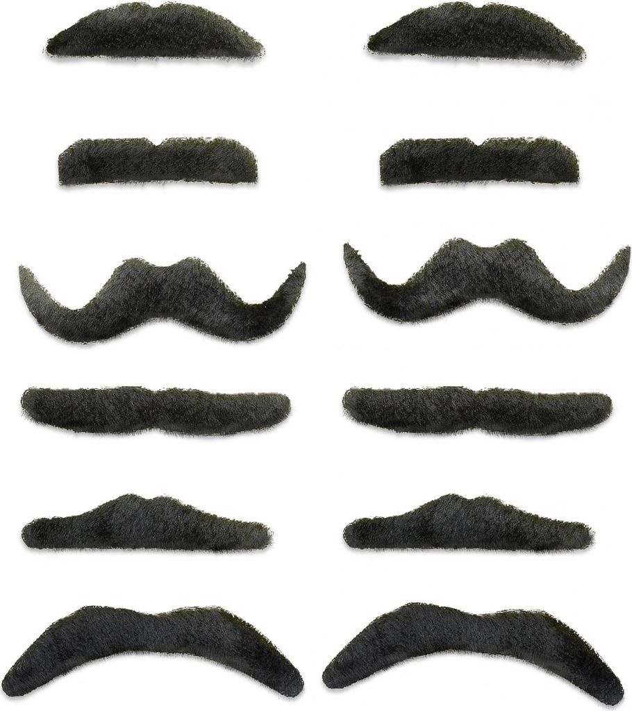 Lustiges Schnurrbart-Set 12 Stück schwarz - Einheitsgröße Produktbild 