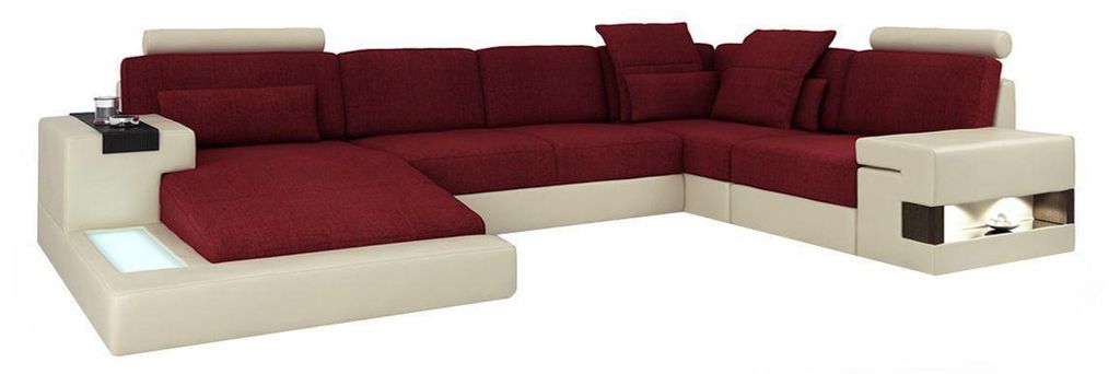 Ledersofa Designer Sofa U Form Wohnlandschaft Couch Polster Ecksofa Neu