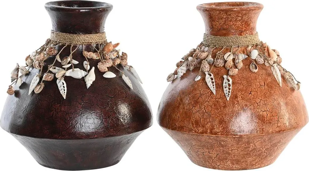 Vase Original Bambou et Coquillages : Décoration Intérieure Unique (Set 2)