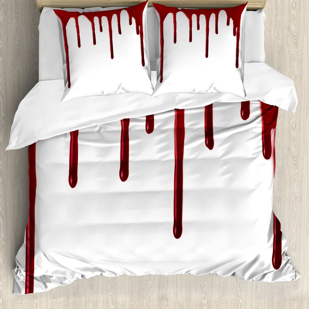 ABAKUHAUS Set Letto Antiacaro Halloween Zombie - 155x220cm Rosso