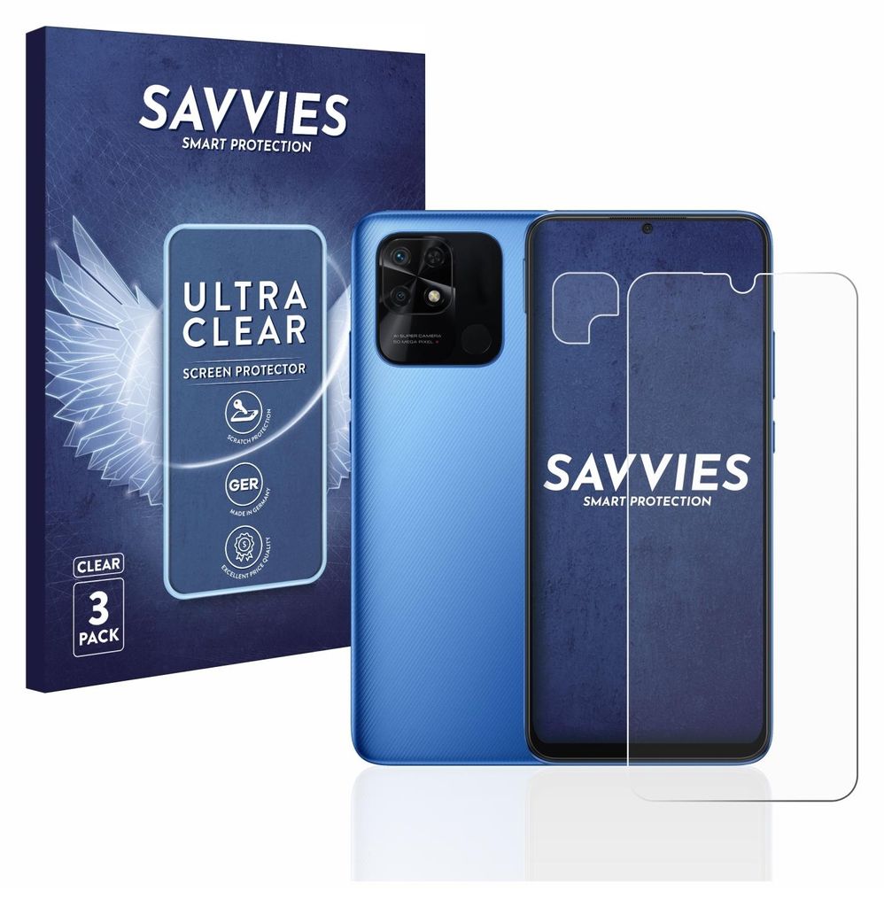 A product shot featuring a phone and its packaging, along with a screen protector.