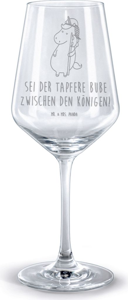 Mr. & Mrs. Panda weinglas graviert Einhorn Junge - Transparent - Geschenk, glas für rotwein, Mittelalter, wein, Bube, Kelch, Einhörner, Unicorn, ...
