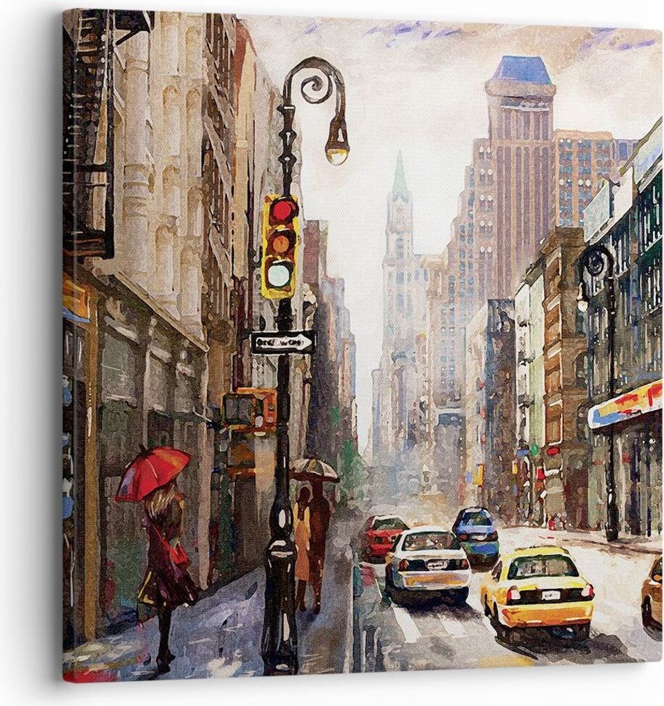 Bild auf Leinwand - Leinwandbild - Einteilig - New York Aquarell - 30x30cm - Wand Bild - Wanddeko - Wandbilder - Leinwanddruck - Bilder - Wanddekor...