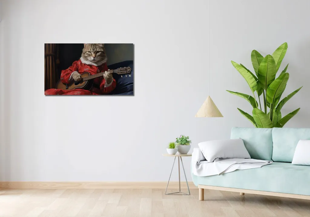 Quadro 90x50 cm Melodia della Zampa di Gatto - Arte Felina Moderna - 2