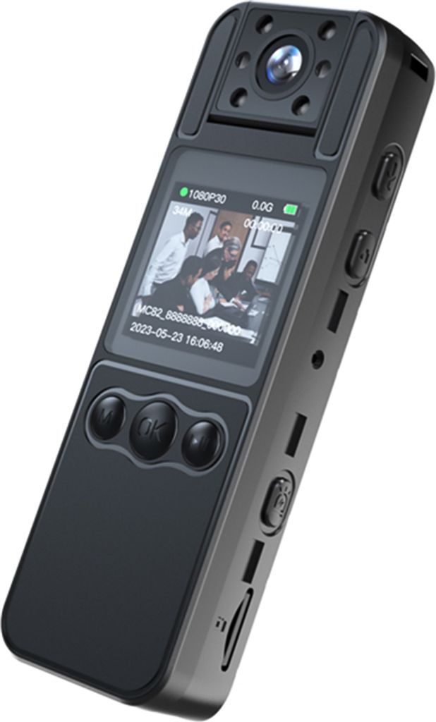 1080P-Koerperkamera mit Audio- und Videoaufzeichnung Tragbare Koerperkamera Mini-Webcam 180¡ã drehbares Objektiv IR-Nachtsicht Ein-Tasten-Alarm m...