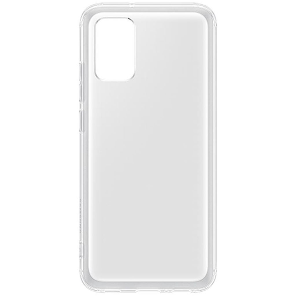 A transparent phone case is shown against a white background.