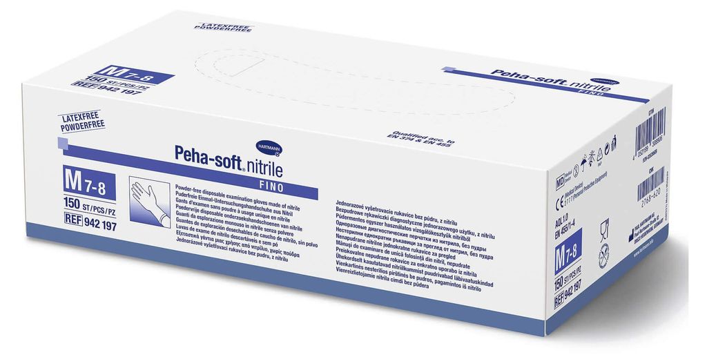 Guanti Pehasoft in nitrile fino senza polvere M (150 pz.) Immagine del prodotto 