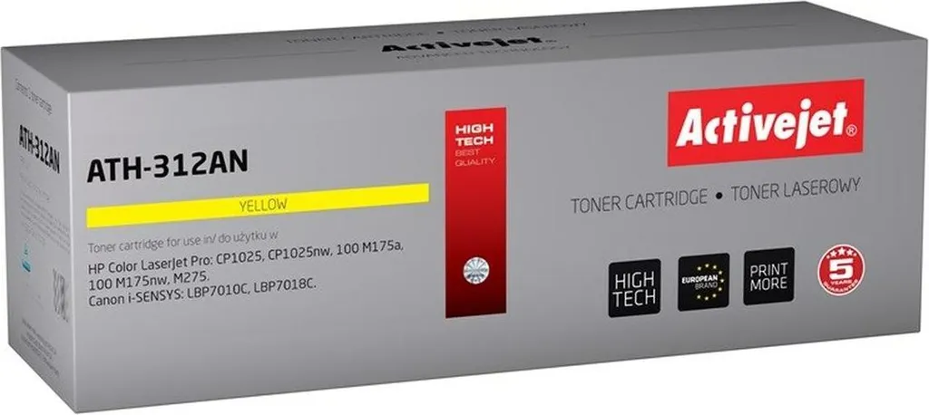 Toner Giallo Activejet ATH-312AN: Colori Brillanti per HP e Canon
