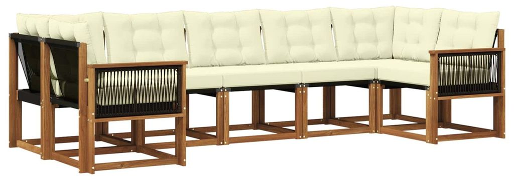 “2026 Modern“ Braun Outdoor-Sofagarnitur mit Kissen 7 pcs Natur und Creme - Designermöbel 49159 - Gartensofas