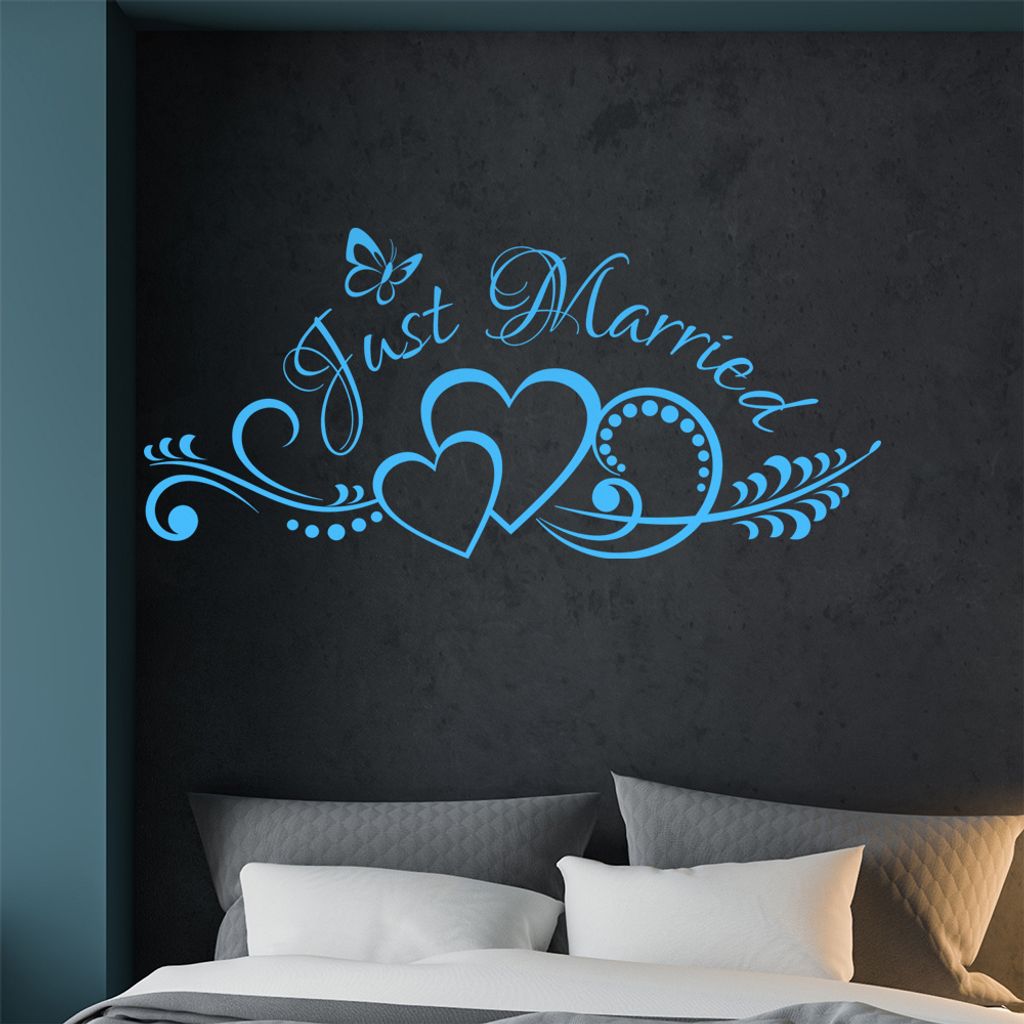 KIWISTAR Just Married - verheiratet Wandtattoo in 6 Größen - Wandaufkleber Wall Sticker - Dekoration, Küche, Wohnzimmer, Schlafzimmer, Badezimmer