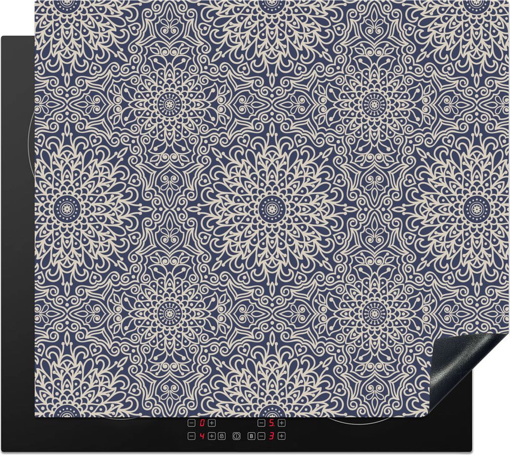 KitchenYeah Herdabdeckplatte Mandala - Blumen - Vintage - Muster , 59x51cm, Küche Deko, Glaskeramikkochfeld Herdabdeckung, Abdeckplatte fùr Koc...