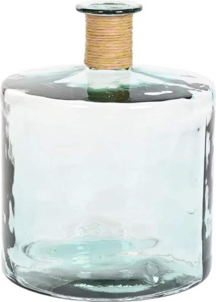 Vase Home ESPRIT Transparent Joncs Verre Recyclé Naturel 35x35x45 cm