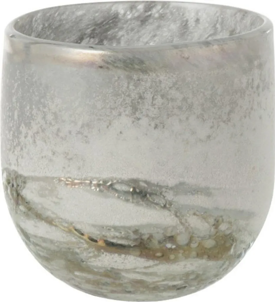 J-Line Lanterne Scavo en Verre Gris Petit Modèle pour Déco Élégante