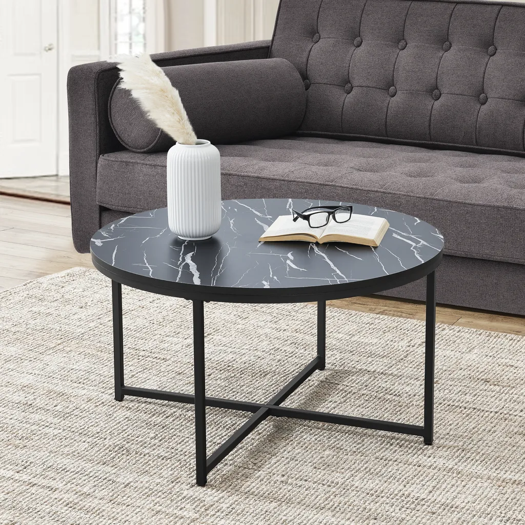 Tavolino Uppvidinge 45x80cm Effetto Marmo Nero | Arredo Salotto Moderno