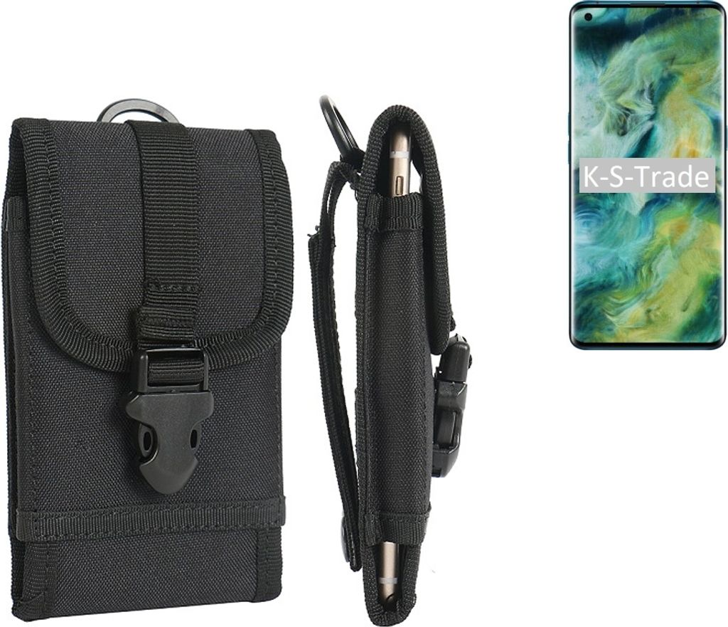 K-S-Trade Holster Handy Hülle kompatibel mit Oppo Find X2 Holster Handytasche Gürtel Tasche Schutz Hülle Robust Outdoor schwarz