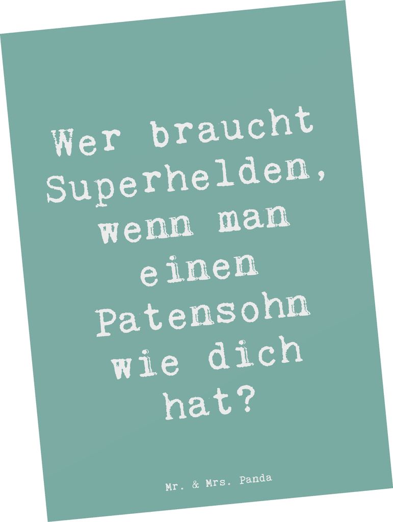 Mr. & Mrs. Panda Postkarte Spruch Patensohn Held - Produktbild 