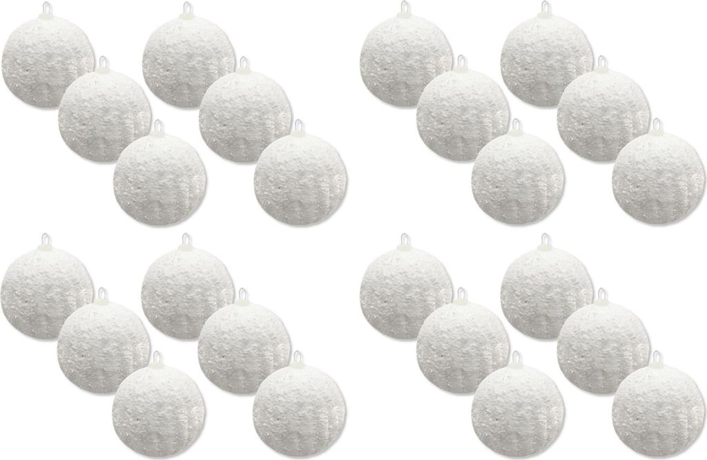 Weihnachtskugeln mit Schnee Ø7cm - 24 Stück - Produktbild 