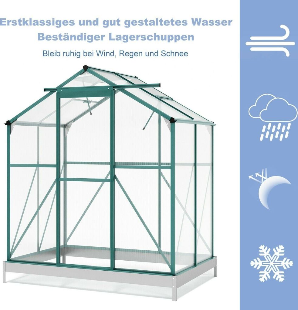 Aluminium Gewächshaus 4,75m² mit Fundament 253x190cm Produktbild 6