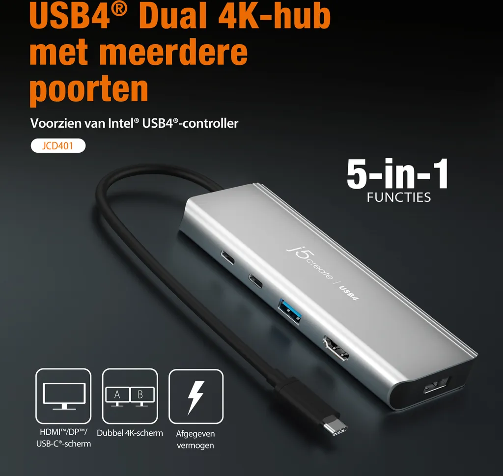 Câble USB-C vers USB-C 3.2 Argent j5create JCD401 pour Transfert Rapide - 12