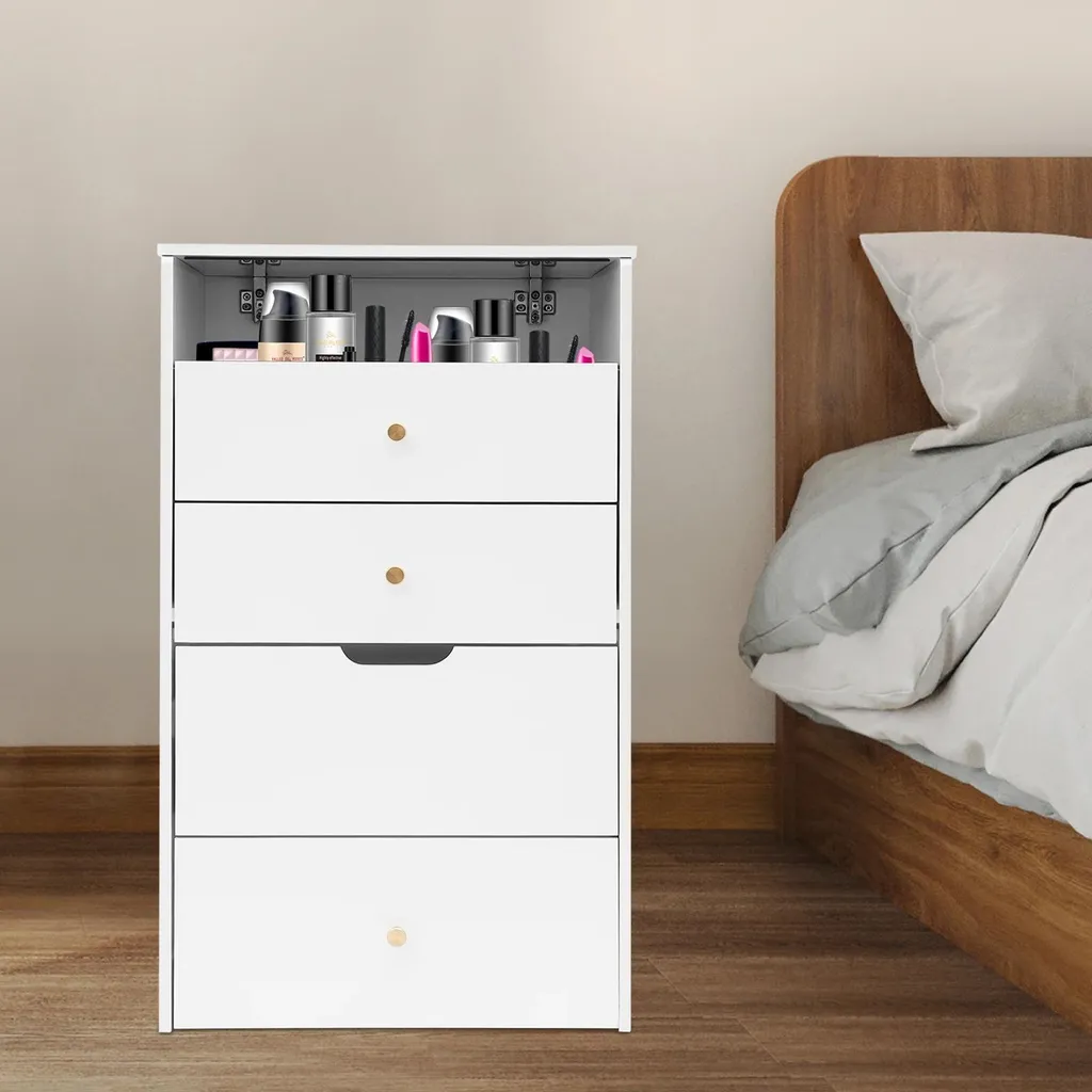 Coiffeuse avec miroir et tabouret blanc compacte modèle CF-45 - 4