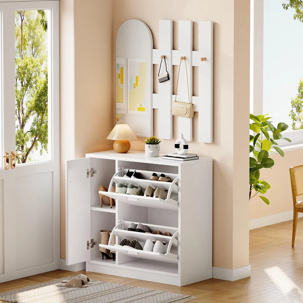 Fini le désordre dans l'entrée : vestiaire complet blanc 3 éléments