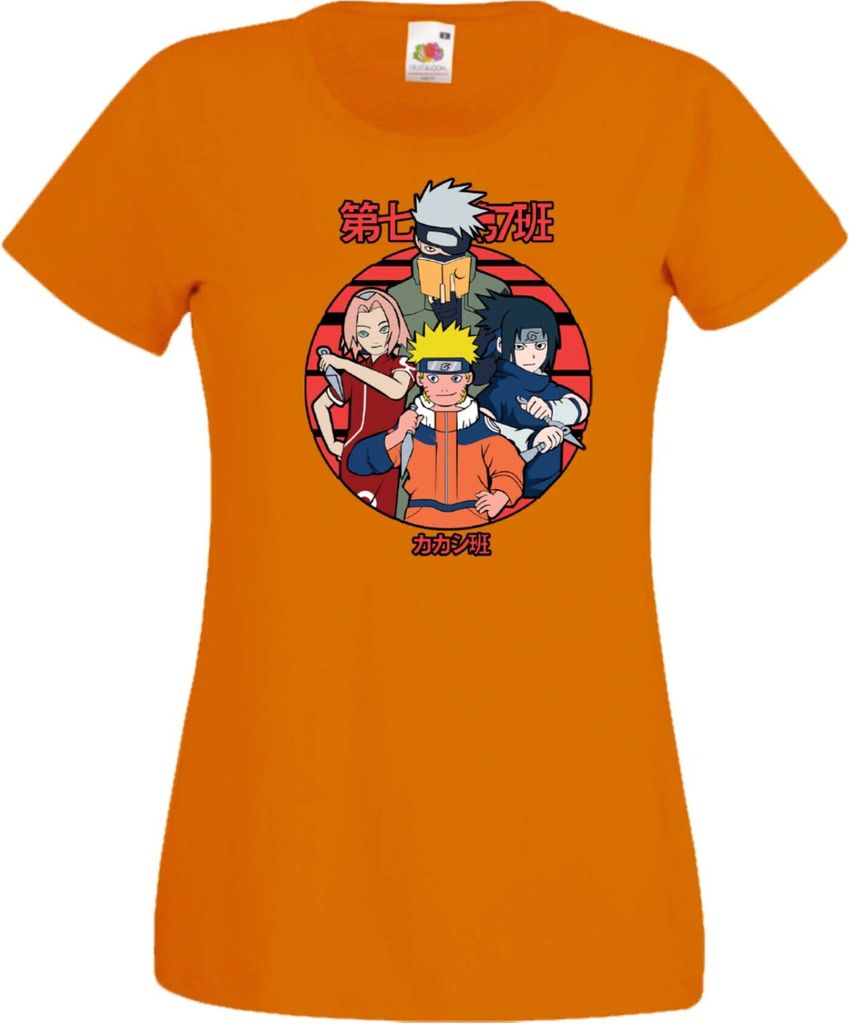 Damen T-Shirt Naruto Team 7 01 Var-031 Team Members, Lady XS / Orange