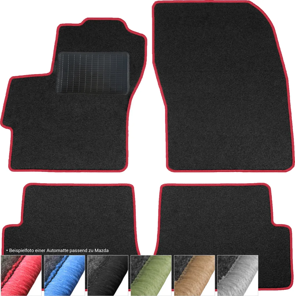 Tappetini Mazda 323 BJ Sport Look - Velours Nero e Rosso 4pz