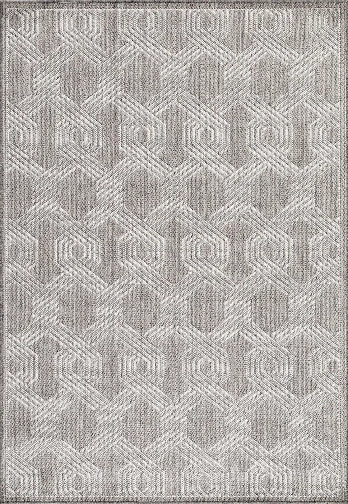 Tapis Moderne Géométrique 80x250 Teppium Gris/Crème Haute Résistance