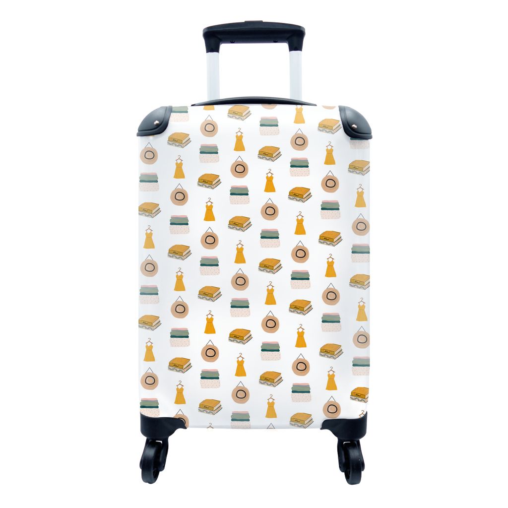 MuchoWow Koffer Handgepäck Trolley Rollkoffer Kleine Reisekoffer mit 4 Rollen - Kleidung - Muster - Farben - Cabin Size < 55x40x23 cm & 55x40x20...