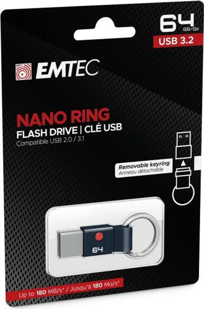 Clé USB 3.2 64GB Emtec T100 pour Sauvegarde Photos et Vidéos de Vacances