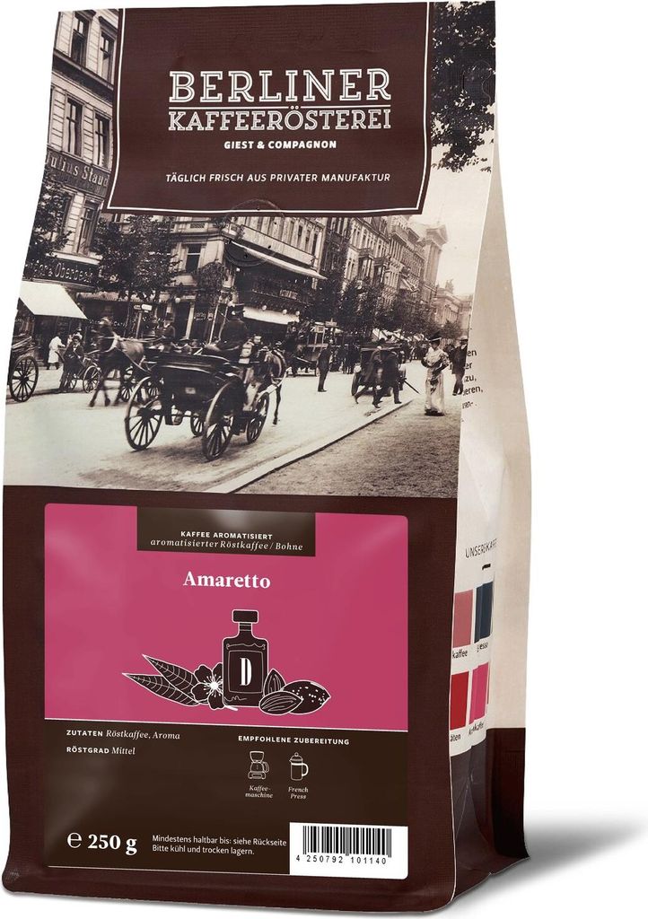 Berliner Kaffeerösterei - aromatisierter Kaffee Amaretto (250g / Bohne)