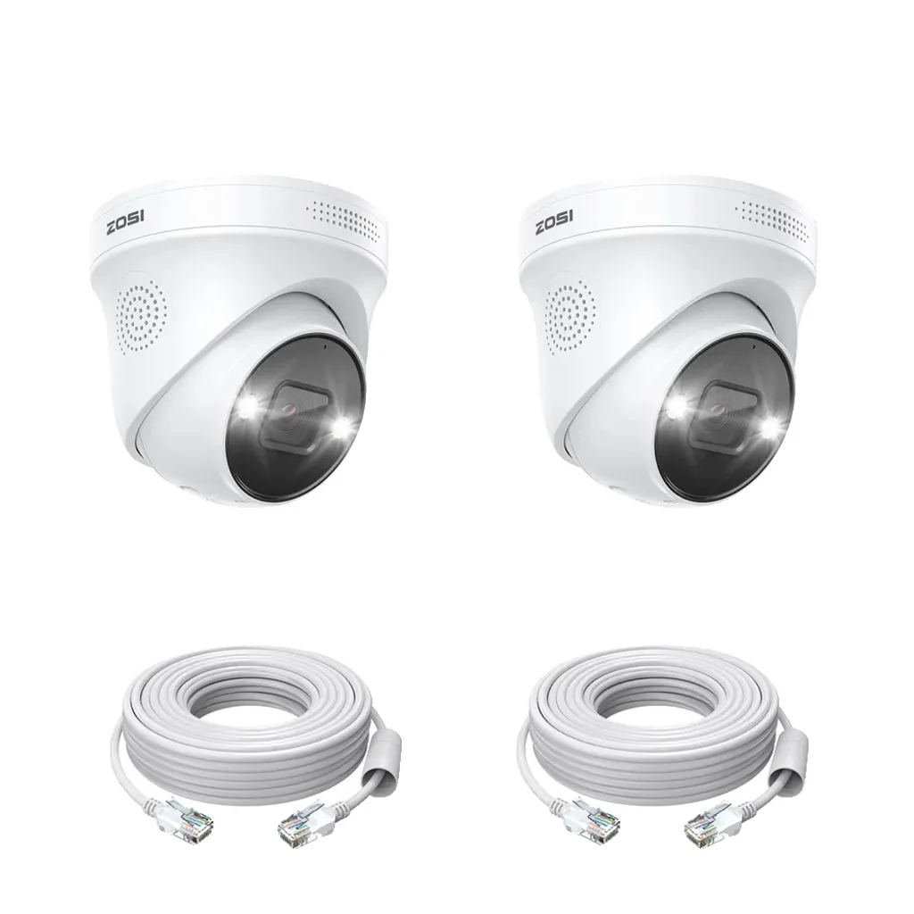 Kit de 2 caméras de surveillance Extérieur 4K PoE détection de personne