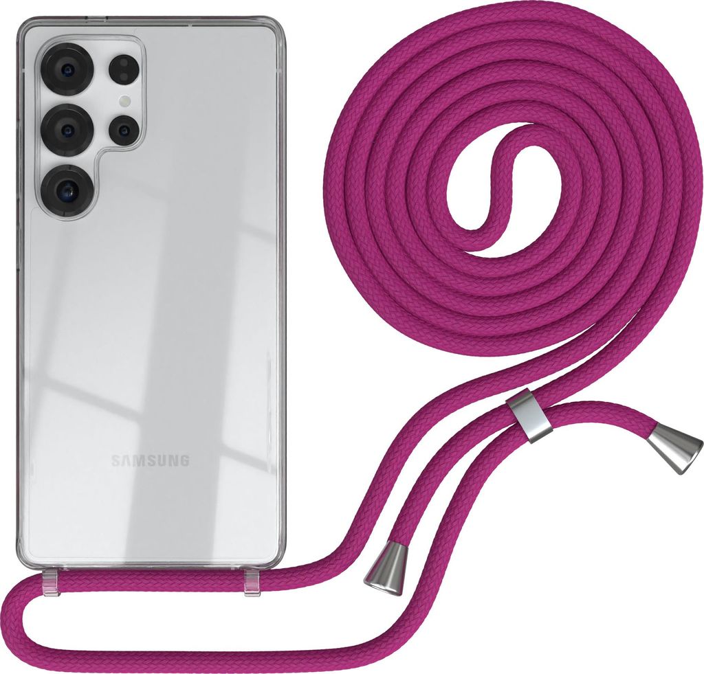 EAZY CASE Handykette mit Hülle für Samsung Galaxy S25 Ultra Backcover Handykette, zum Umhängen in Pink