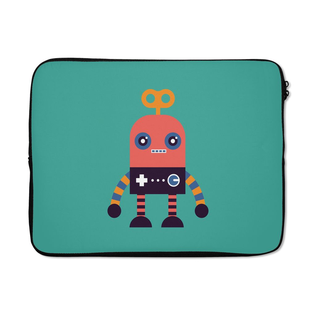 MuchoWow Laptop Hülle 15 Zoll Roboter - Spielzeug - Gesicht - Rosa - Jungen - Kinder Laptoptasche - Laptoptasche - Sleeve - Rundum-Schutz
