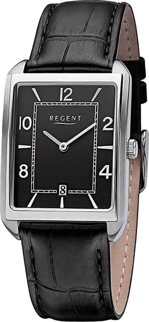 Regent Leder Herren Uhr Armbanduhr Quarz schwarz Lederarmband D2URF1264