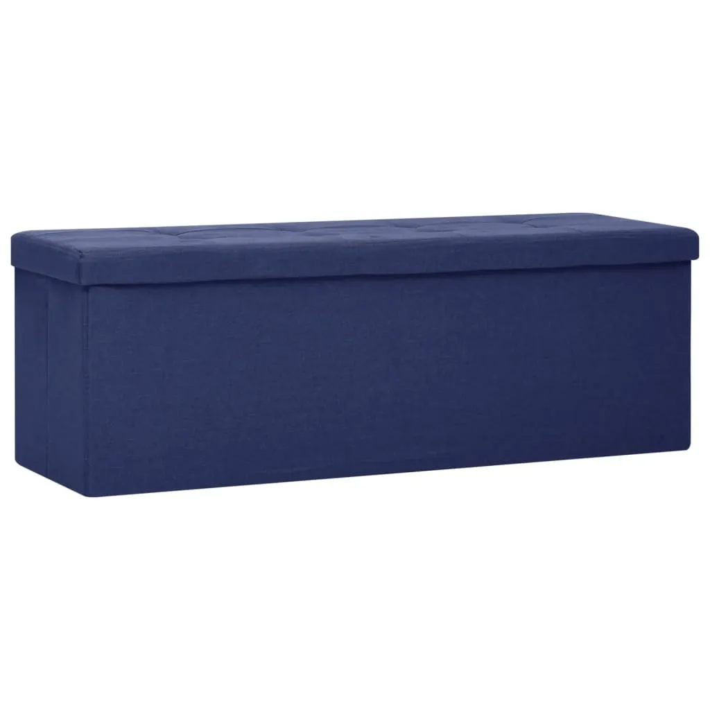 Banc Pliable avec Espace de Rangement Bleu Aspect Lin - Coffre 76cm