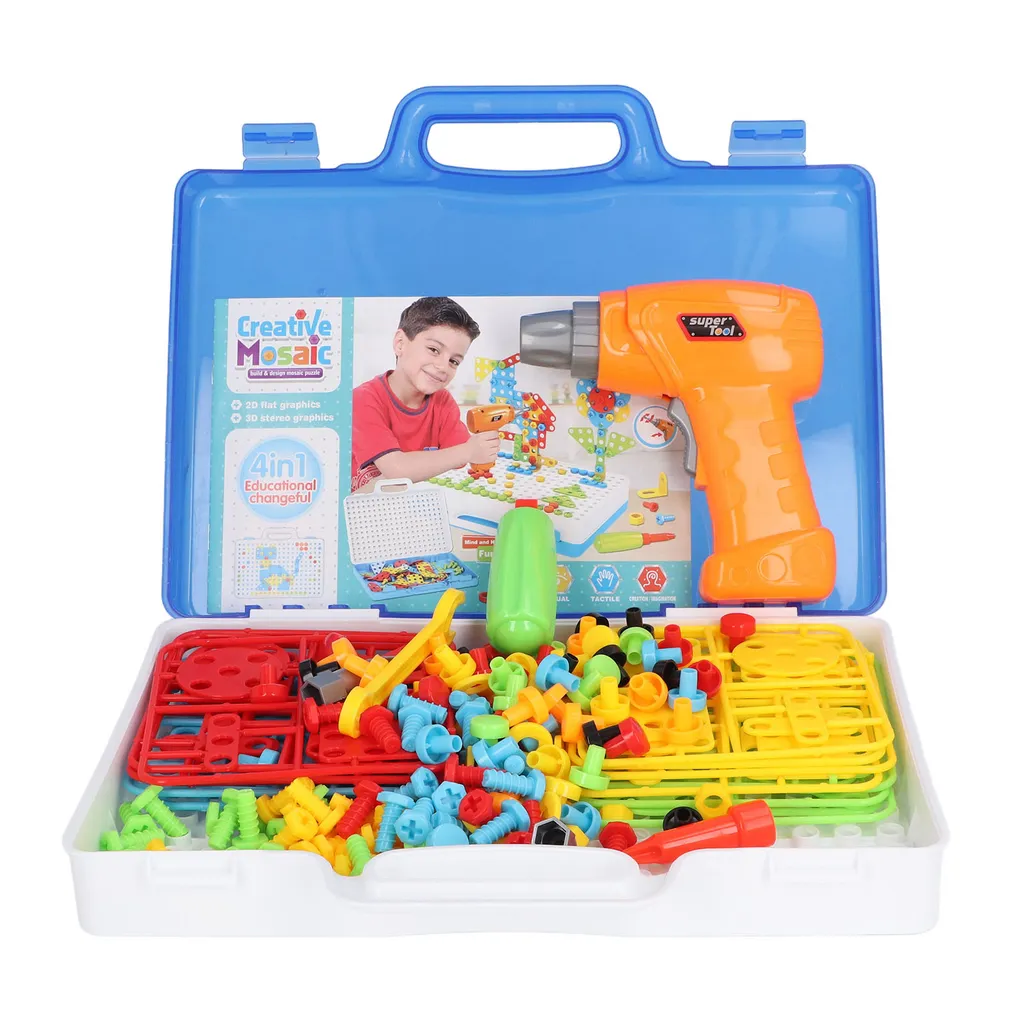 Jeu de construction avec perceuse pour enfant, mallette créative DIY - 6