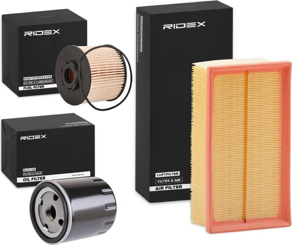 RIDEX Filterset Inspektionspaket Filtersatz für FORD Fiesta Mk6 Schrägheck (JA8, JR8) für RENAULT Captur (J5, H5) passend für PEUGEOT 5008 (0U,...