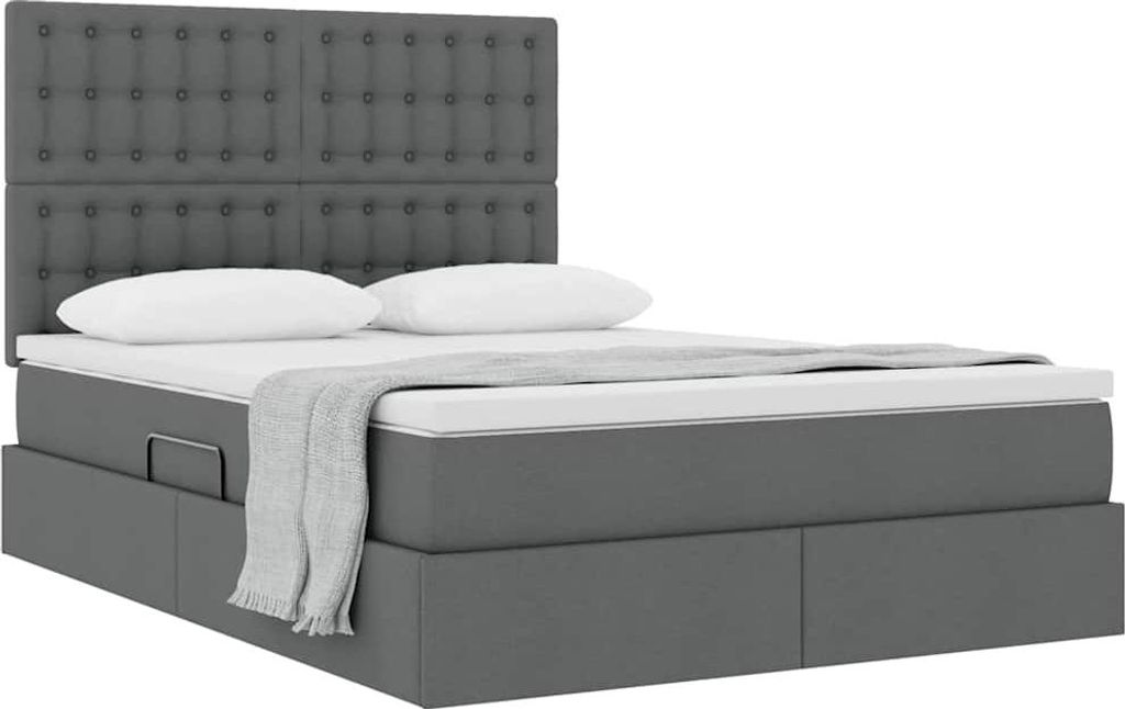 Langlebige Aufbewahrungsbett mit Matratze Dunkelgrau 140 x 190cm - Möbel822048 - Klassische BettenJugendbett Tagesbett