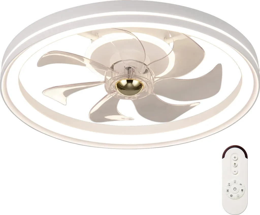 COSTWAY Ventilatore Soffitto LED Reversibile φ48cm con Telecomando Timer