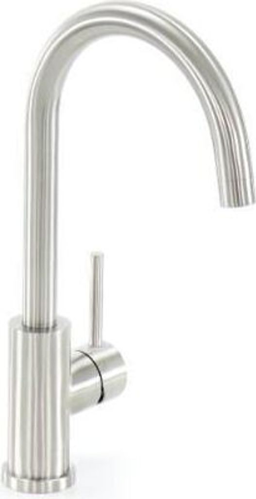 Einhand-Spültischbatterie modern | Wasserhahn hohe runde Form | Küchen-Armatur schwenkbar Edelstahl | Hahnloch-Bohrung 35 mm