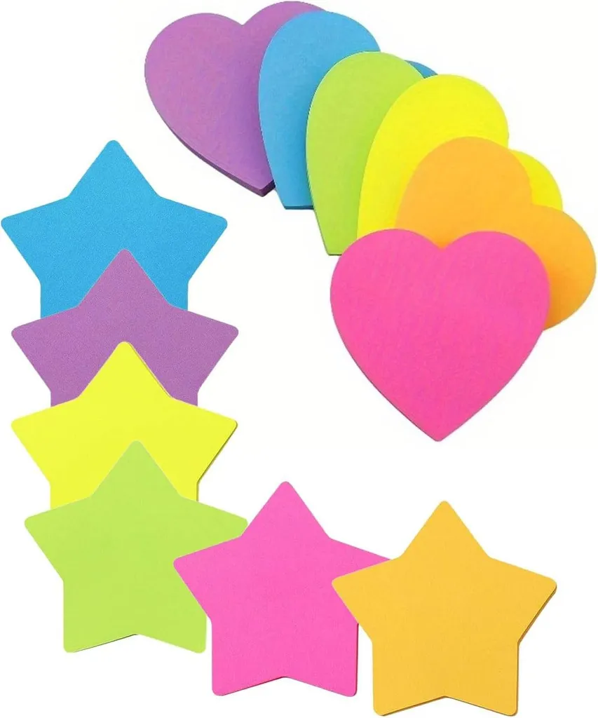 Allecto Premium 12 feuilles autocollants cœurs colorés - Bureau & École