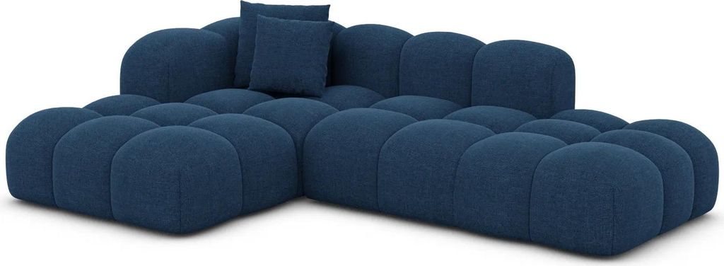 Strukturstoff L-Form Lounge Sofa Valora Dunkelblau Links