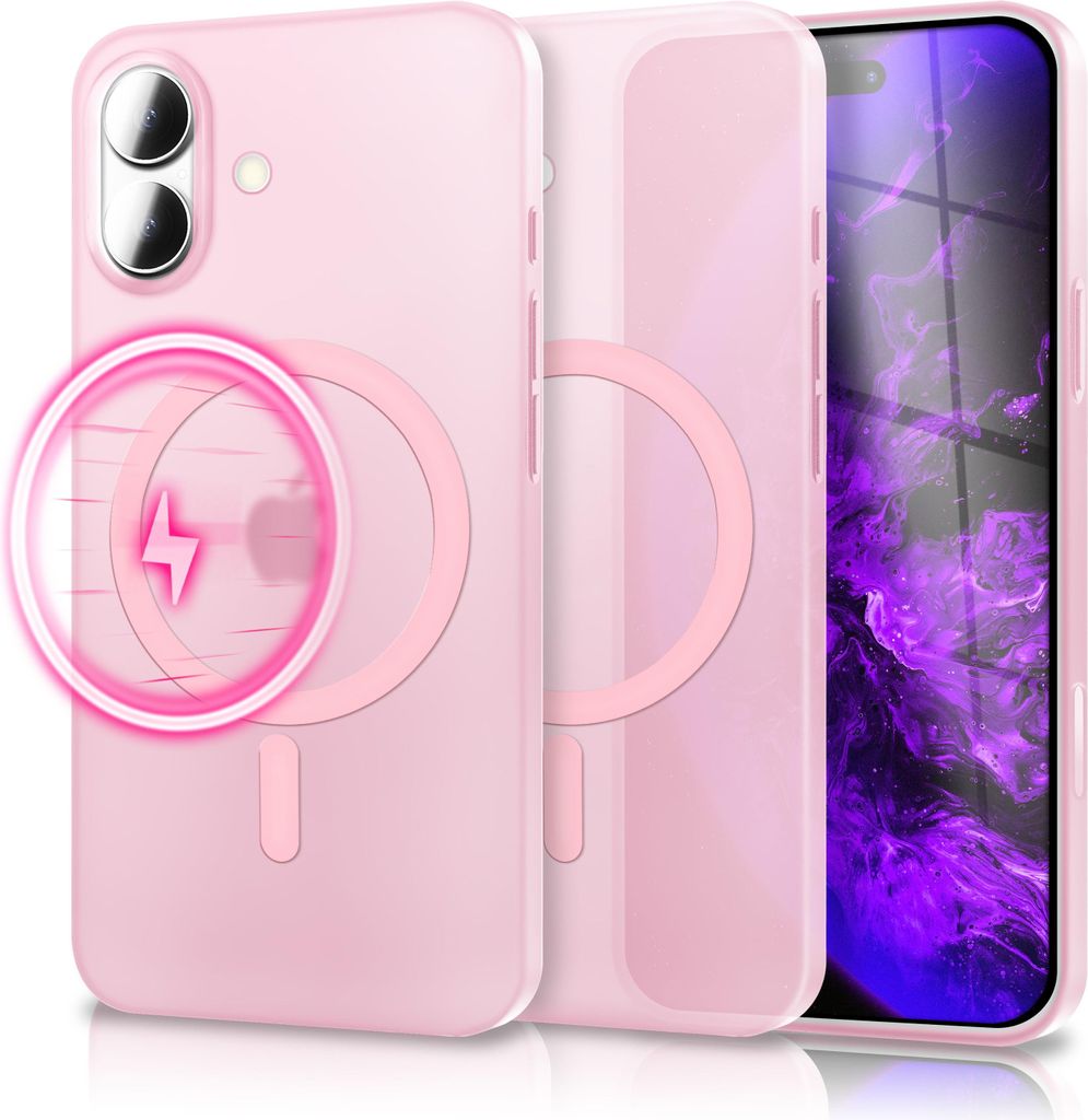 MagSafe Hülle "Thinix" für Apple iPhone 17 - Extrem Dünn 0,3mm, Mattiert & Frosted, Ultra Slim Case - Rosa Transparent