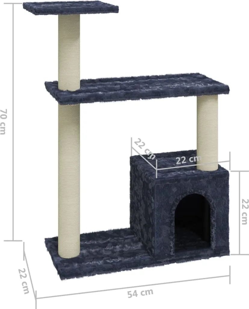 Albero Tiragraffi Gatti 70 cm Sisal Grigio Scuro | Arredo Pet - 5